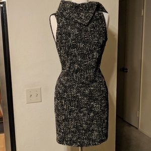Tweed high collar wool blend scott small dress